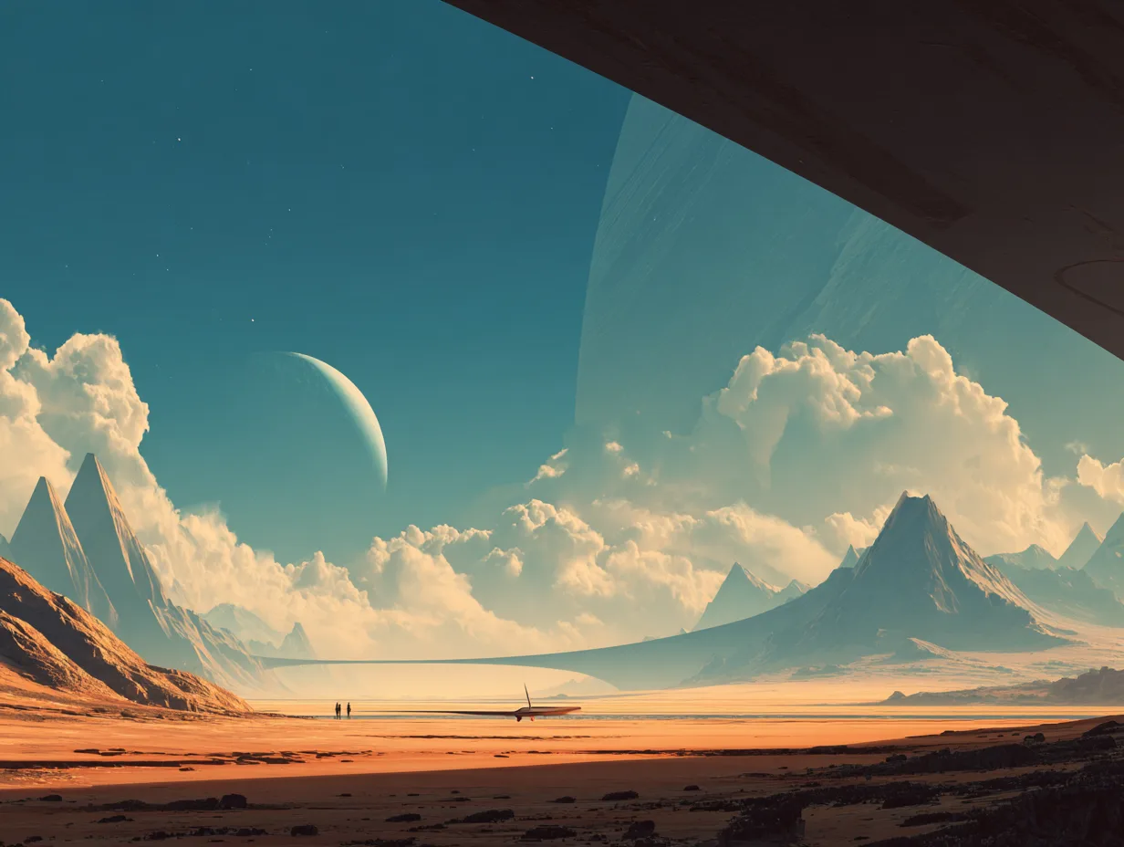 Layered sci-fi landscape artwork for usage controls and scoped access